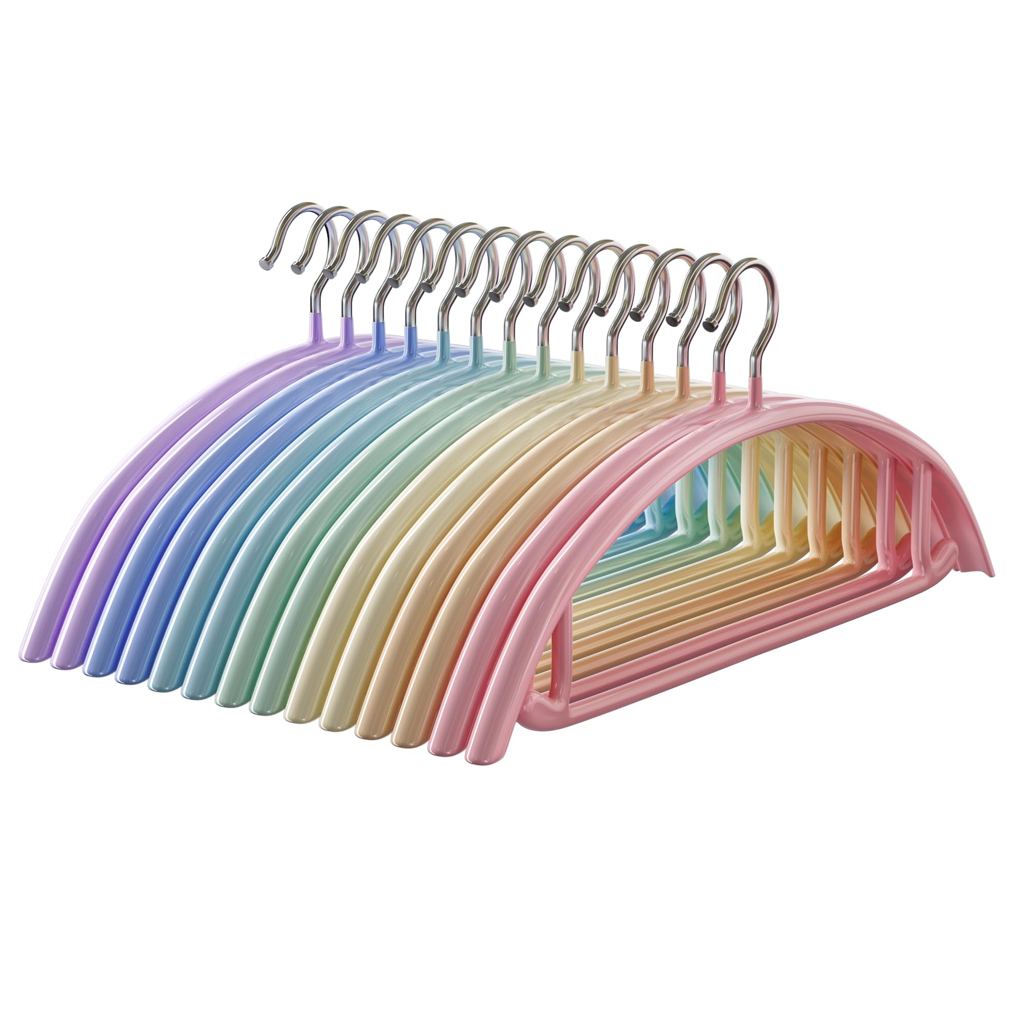 CTIME Kleiderbügel 14 Stück, rutschfeste Metal Bügel mit integrierten Kleinen Haken,Tragfähigkeit 5 kg, Platzsparend, 42 cm, Geeignet für Jacken, Hemden, Mäntel, Krawatten, Hosen