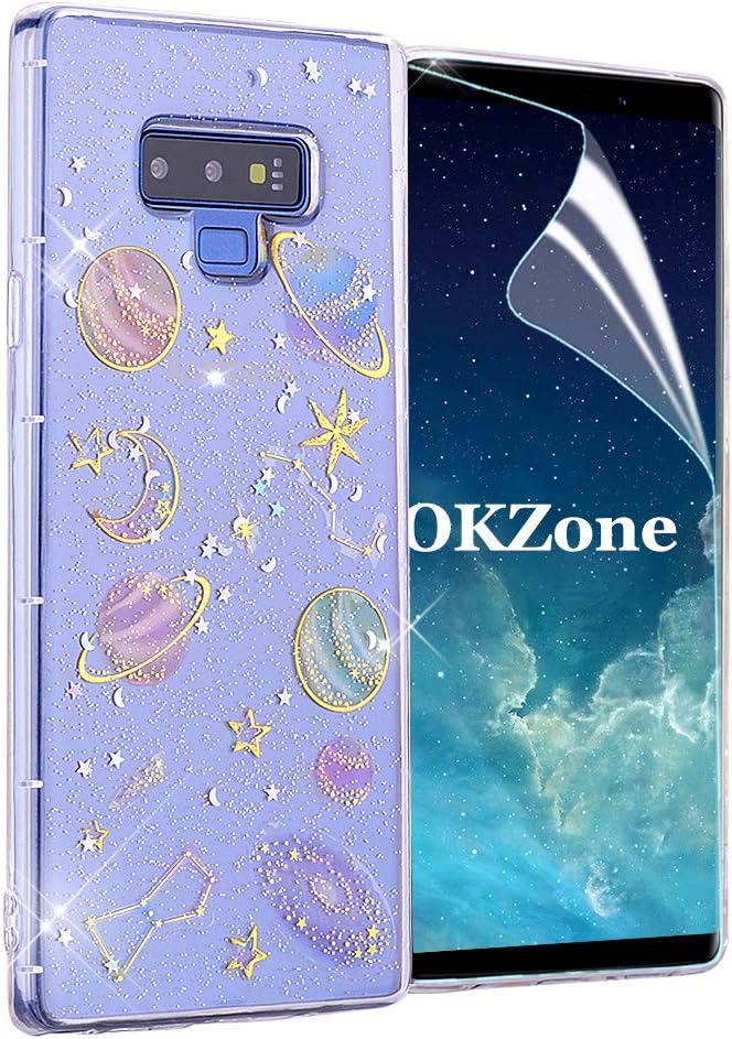 OKZone Compatible Galaxy Note 9 Case,[Star Sky Series] Bling Glitter Sparkle Star Design TPU Skin Cover Anti-scratch Protective Shining Fashion Style Case for Samsung Galaxy Note 9 (Transparent)