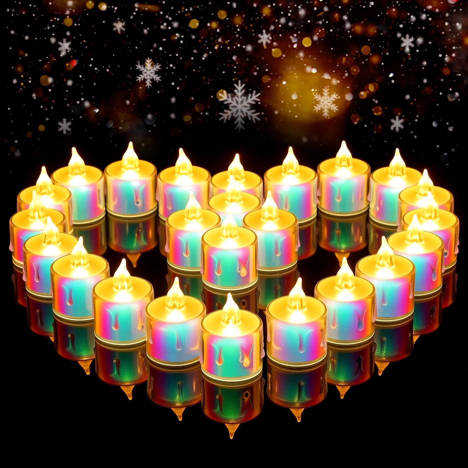 LED-Kerzen ohne offene Flamme – 24 Stück, farbiges Gehäuse, Kristall-LED-Teelichter, Ideal für Valentinstag, Weihnachten, romantische Abende, Hochzeitsjubiläen, Tischdekorationen und Partys