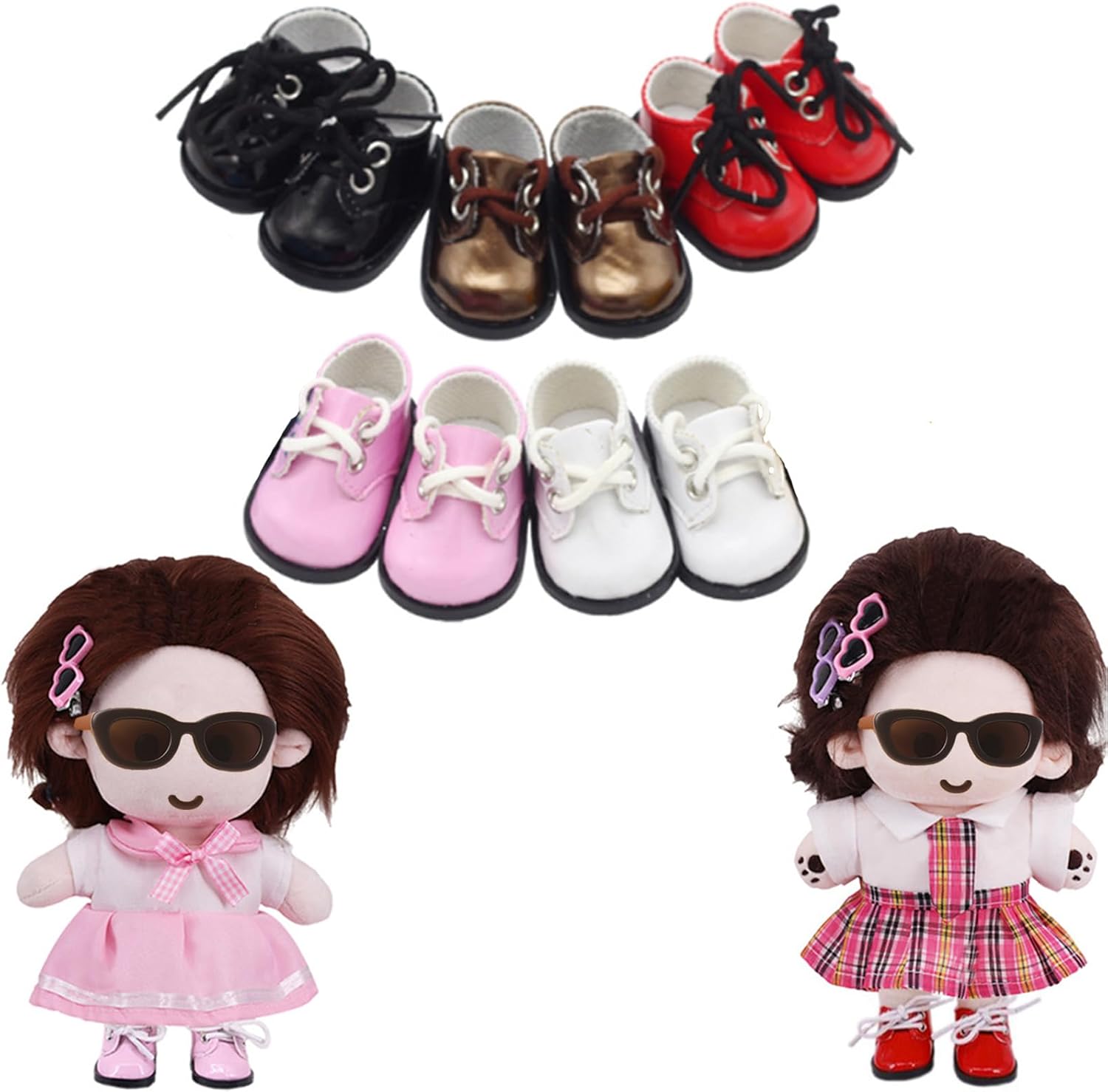 2 Pairs Mini Shoes 1/8 BJD Doll Shoes PU Leather Cute Elf Shoes (2 Colors)