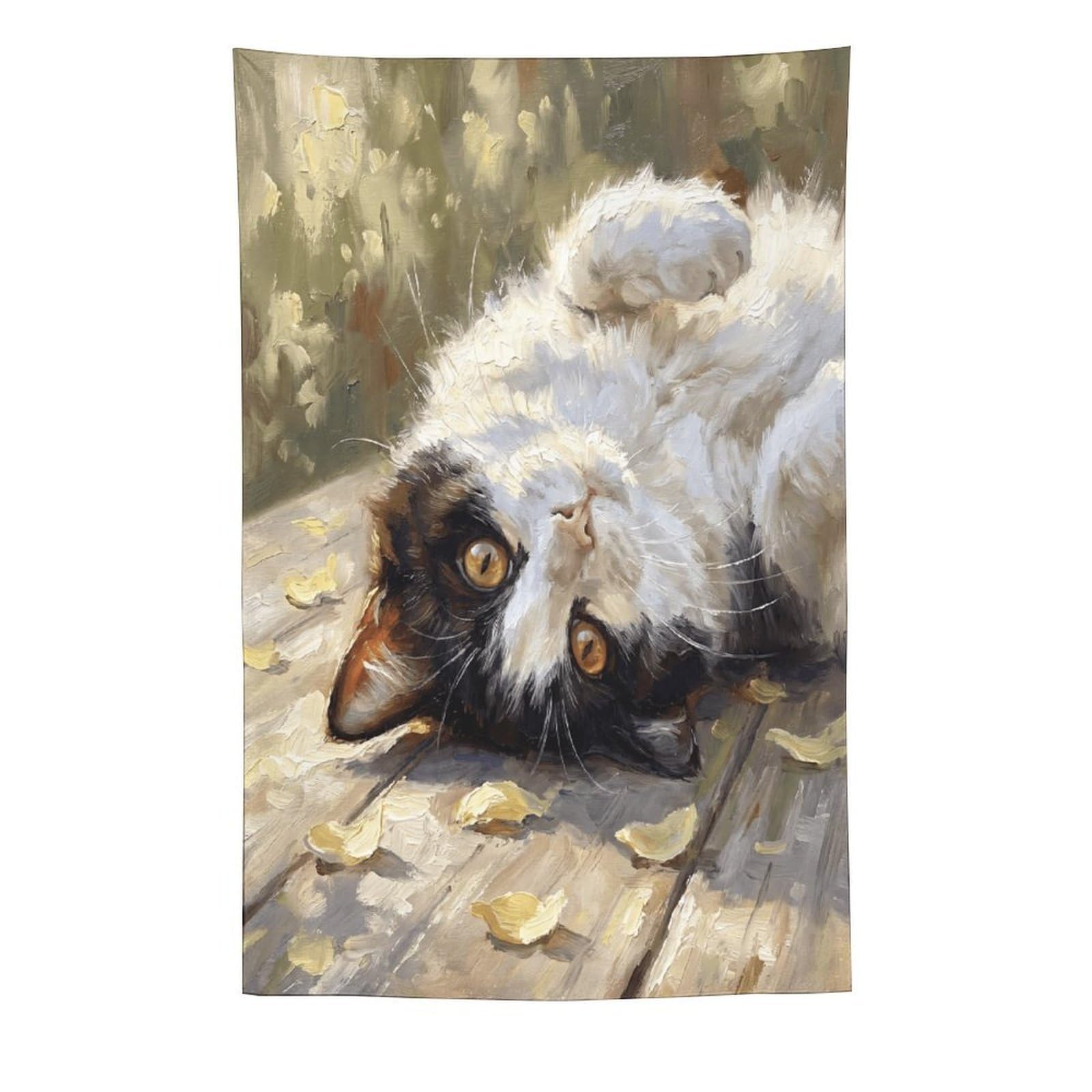 H3B8U2Y5 Upside Down Tuxedo Cat Wall Tapestry, Realistic Illustration