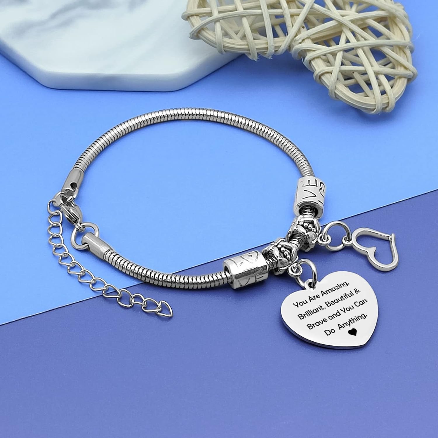 Motivational Birthday Gifts for Women Inspirational Bracelet Daughter Gifts for Daughter Granddaughter Sister Gift from Sister Christmas Gift for Niece Friends You Are Amazing You Can Do Anything - Image 4
