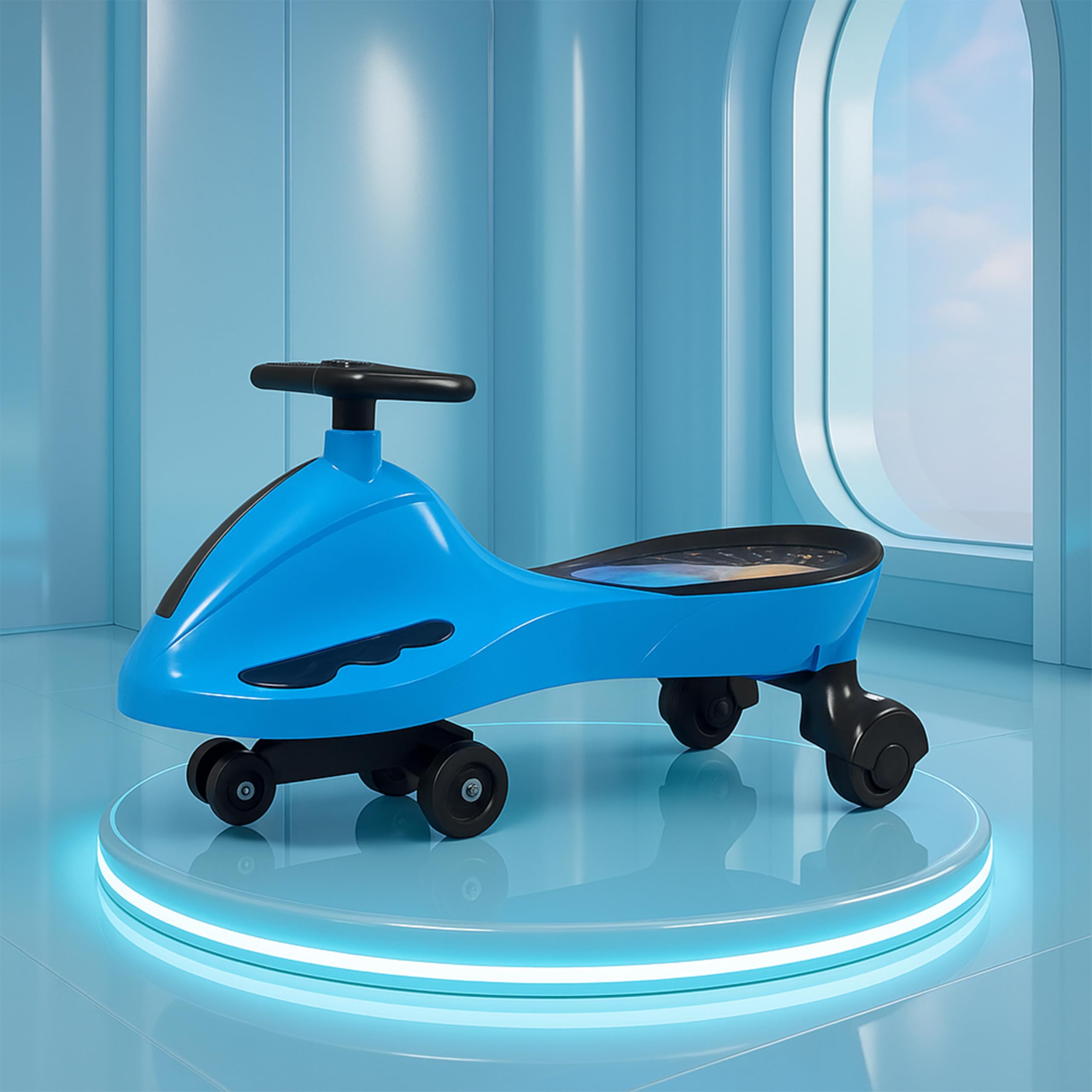 Kidsmate Drift Swing Car for Kids - Ride-On Toy with PU Wheels, Non-Slip Pedals, and 360° Rotating Steering for Easy Navigate The Car for Ages 3 and Up - Blue