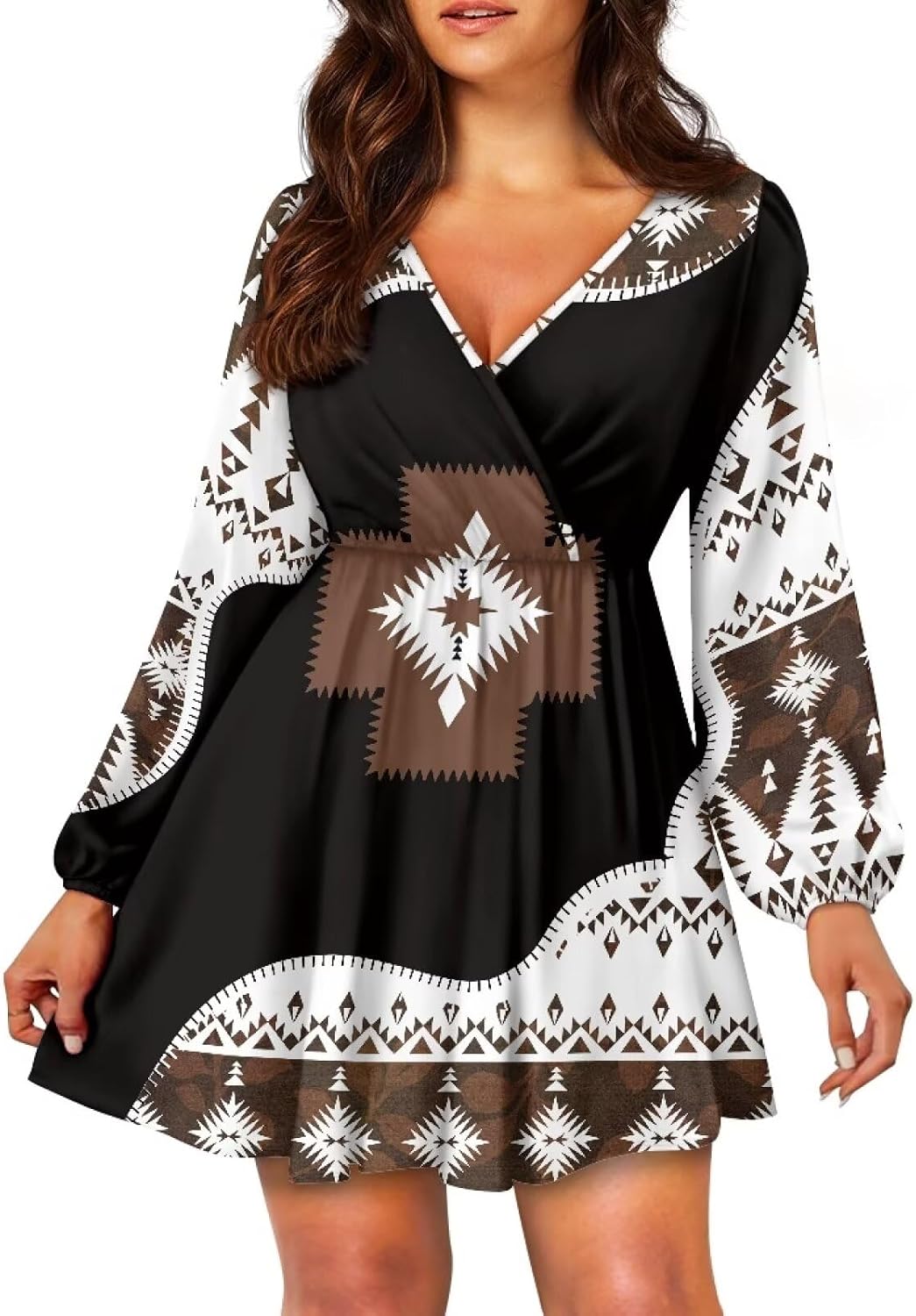 Summer Dress Mini Dress Deep V Neck Long Sleeve Dress Short Jumpsuits for Party Beach Cocktail