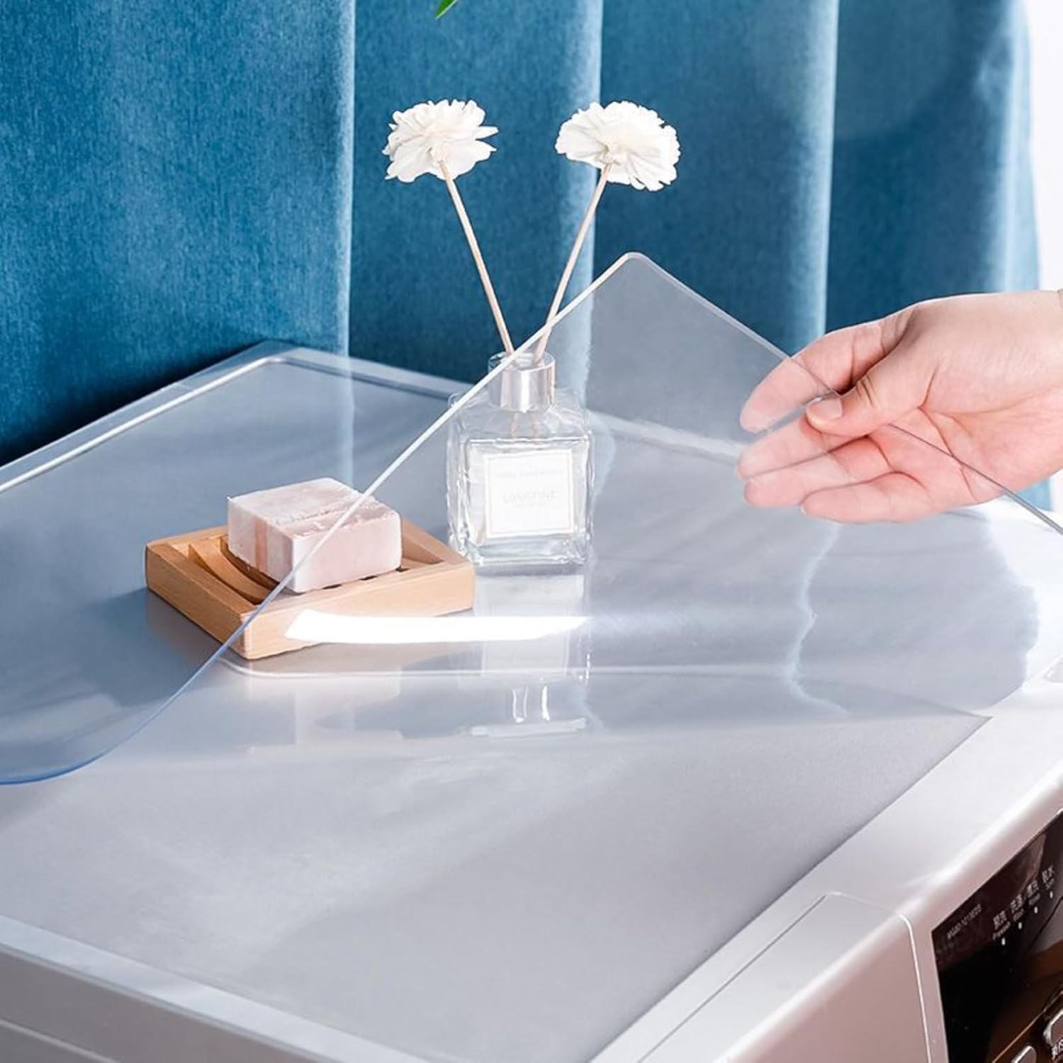 Clean Washer Dryer Top Mat Covers, Transparent Washing Machine Top Cover Anti-Slip Dust-Proof Fridge Dust Cover for Home Kitchen Laundry (50 * 60cm,transparent)