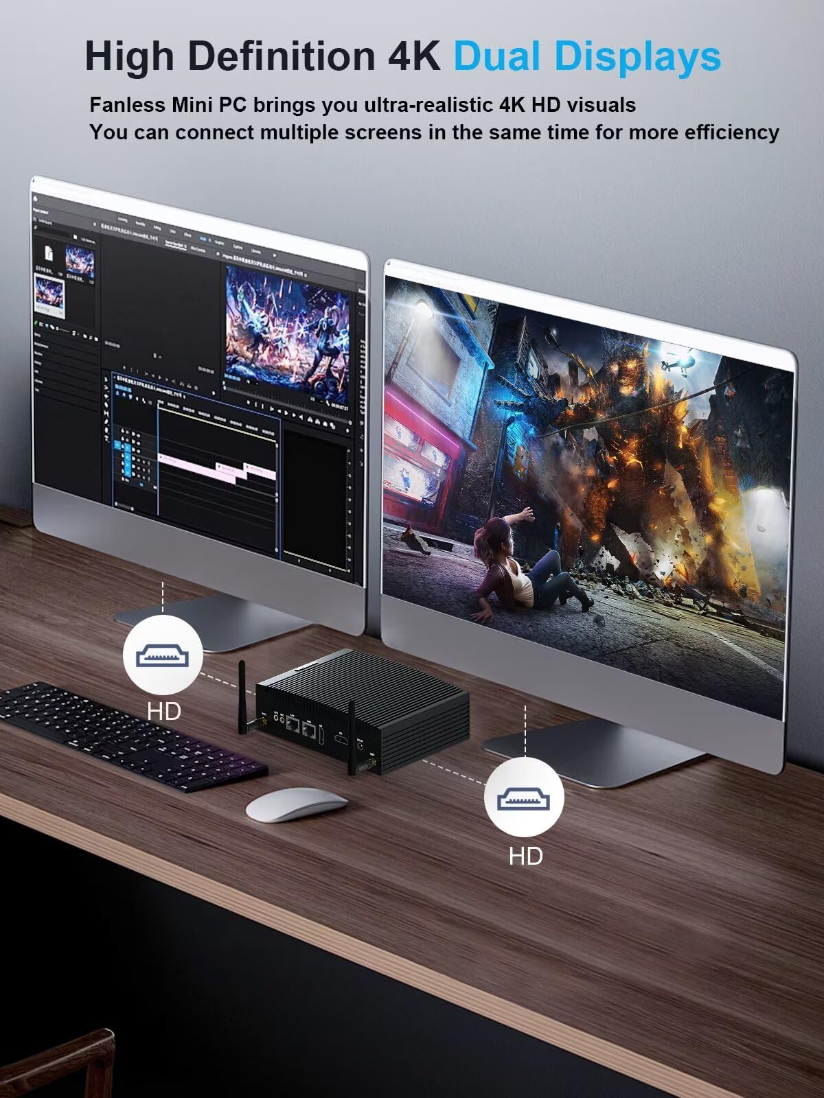 WEIDIAN Senza Ventola Industriale PC, Industriale PC Core i5 8350U, Mini Computer Win 11, Dual HD Display Output, 2RJ45 LAN, 8USB, 2RS232 COM, WiFi, BT, VESA, Linux (32GB RAM 512GB SSD 1TB HDD)