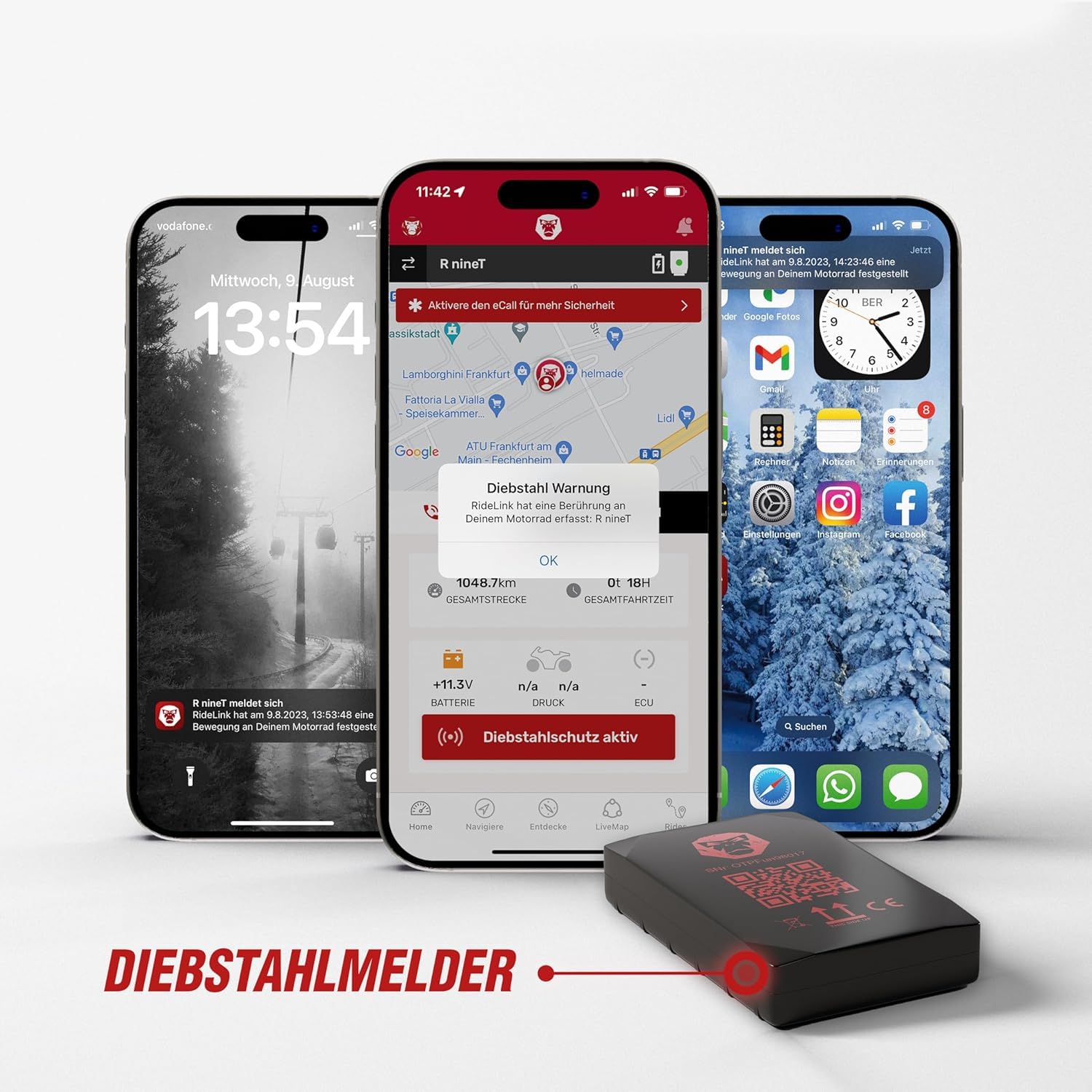 GPS Tracker Motorrad RideLink WingMan 4G | Live Tracking und Diebstahlmelder | Inklusive Motorrad Navigation, Routenplaner und Community | Robust, IP54 Wasserdicht und Staubdicht | made in Germany