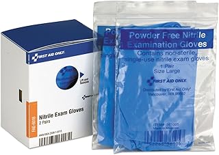 First Aid Only, Inc FAE6018 Nitrile Lightweight Gloves, One Size, 2/Box