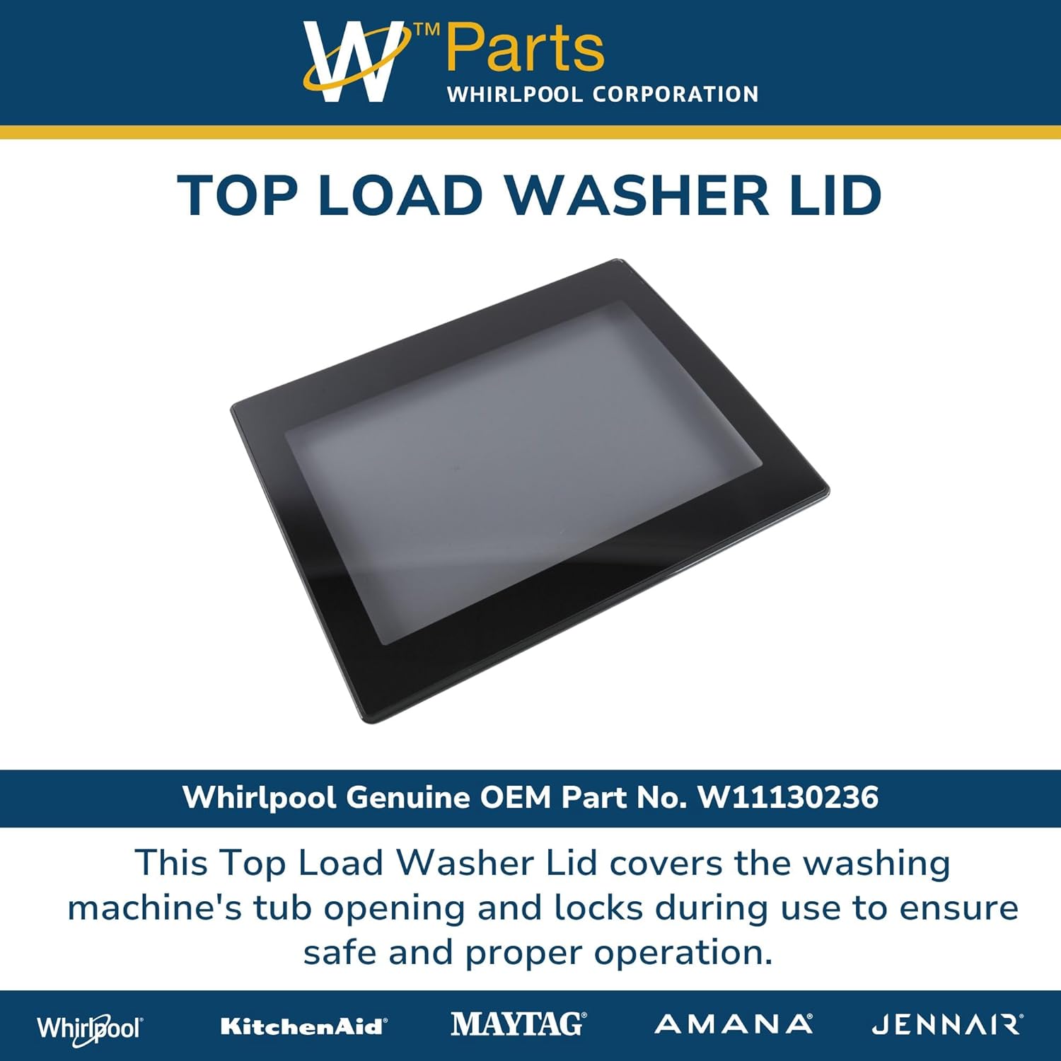 Whirlpool W11130236 OEM Top Load Washer Lid