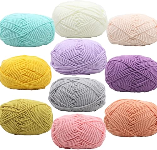 Miniatura 2 de 3.53 oz (2 rollos) de hilo de algodón ecológico con leche de ganchillo suéter de punto bufanda de hilo de lana de lujo, cálido, suave, ligero,