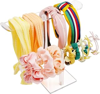 Bigfety Acrylic Headband Holder, 2-Tier Hair Accessories Organizer Clear Stand for Girls