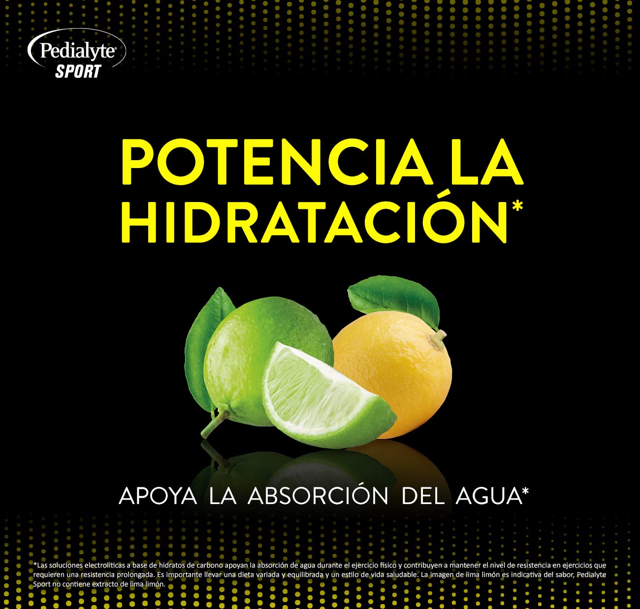 Pedialyte Sport - Bebida con sabor a Lima Limón, Hidratación Potenciada, Contiene 5 electrolitos clave como Magnesio, Sodio y Potasio, 6 sobres de 14g