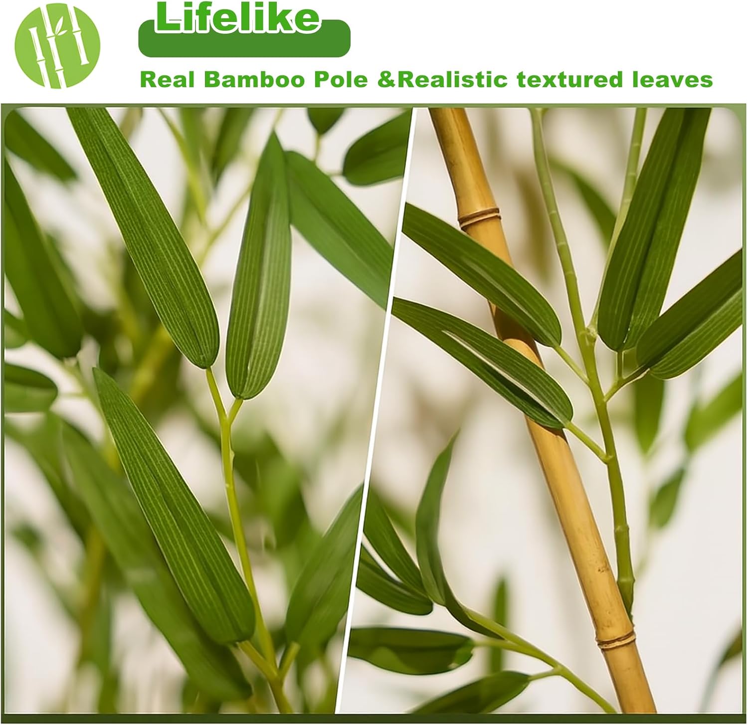 HOUSESET 4/5/6/7 ft Faux Bamboo Plant Outdoor 10 Pack, Fake Bamboo with Encrypted Leaves for Patio Garden Yard Decor, Privacy Artificial Bambooo Tree (5ft / 152cm)