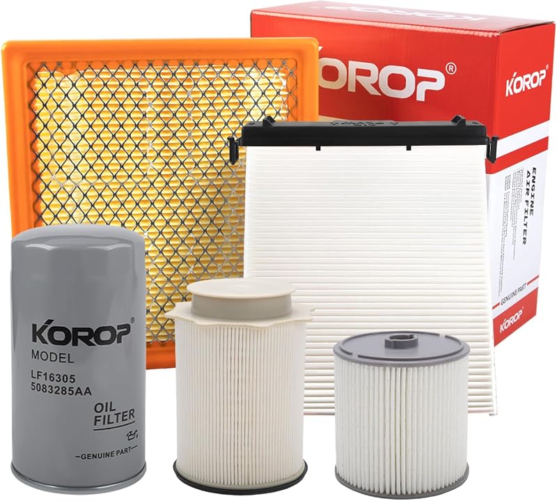 Kit de filtros para motor Cummins 6.7L KOROP para Ram 2500, 3500, 4500 e 5500 2019–2024 – 5 unidades
