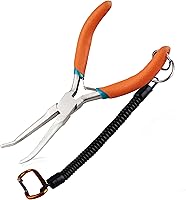 Vista 13 de Alicates de punta de aguja extra largos para hacer joyería de 7 pulgadas con mandíbula dentada, herramienta removedora de anzuelos de pesca