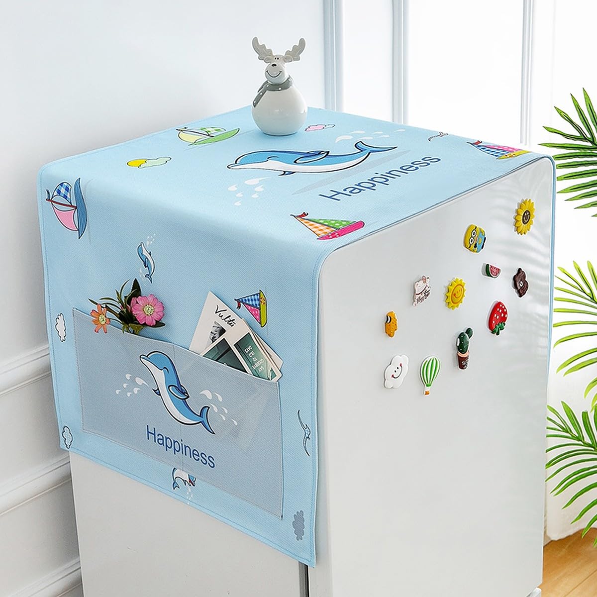 wolpin 1Pc Fridge Cover for Top Single Door with 2 Utility Pockets Microwave/Washing Machine Dust Cover Waterproof, Happy Dolphins (B0CKPPBHT7) Amazon Price History, Amazon Price Tracker
