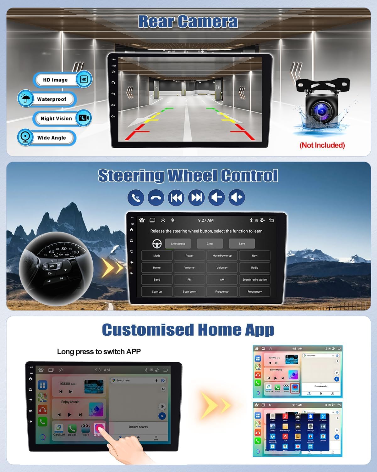 4G+64GB Android 15 CAMECHO Autoradio für Renault Dacia Logon/Duster/Logon/Duster mit Navi Carplay Android Auto Wireless, Double Din mit 7-Zoll Bildschirm mit RDS/FM MirrorLink Bluetooth DSP