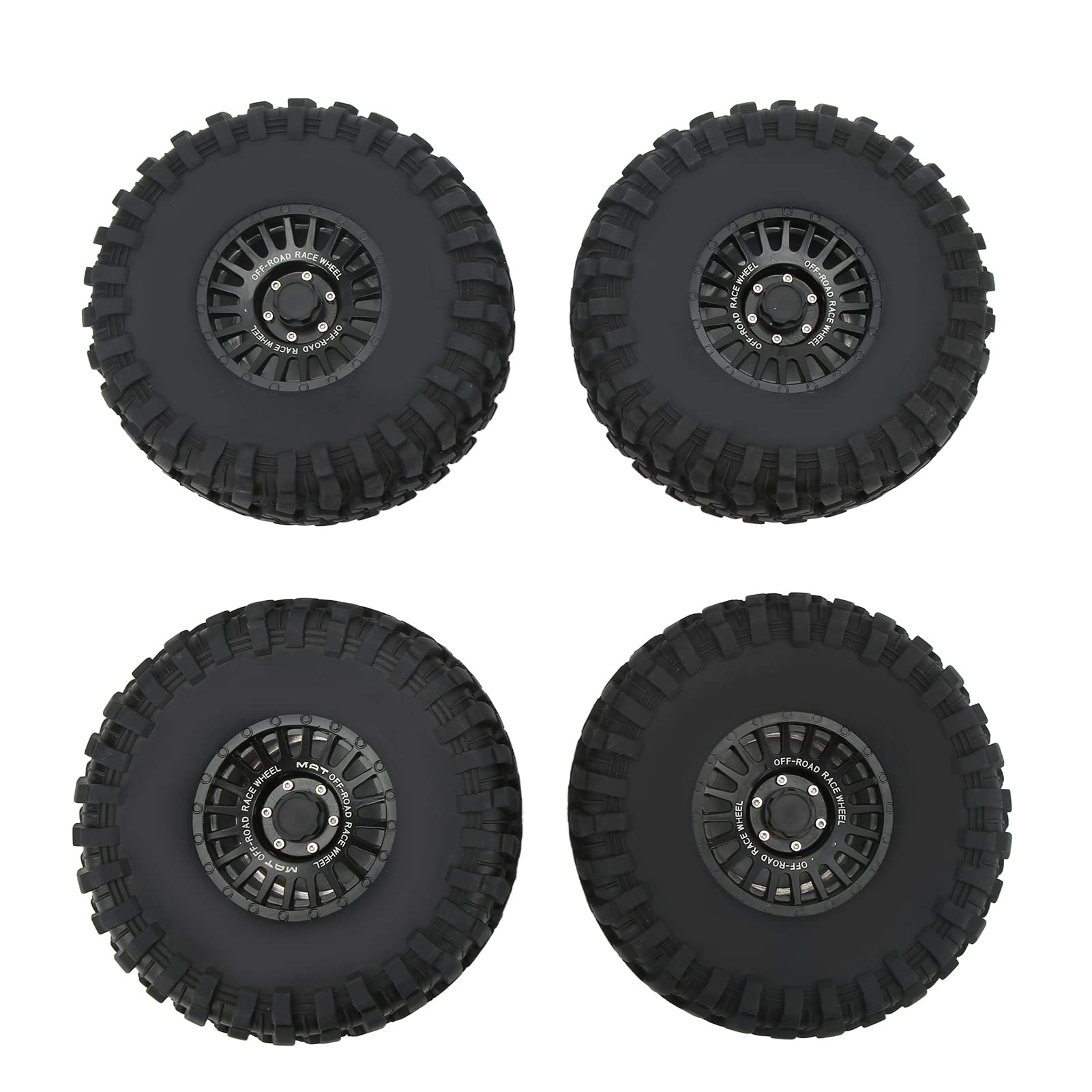 4 szt. Koło gąsienicowe samochodu RC Zestaw gumowych opon Stop aluminium Metalowa piasta Akcesoria 2,2 cala Antypoślizgowe mocne wsparcie drogowe dla Axial SCX10 RR10 Wraith