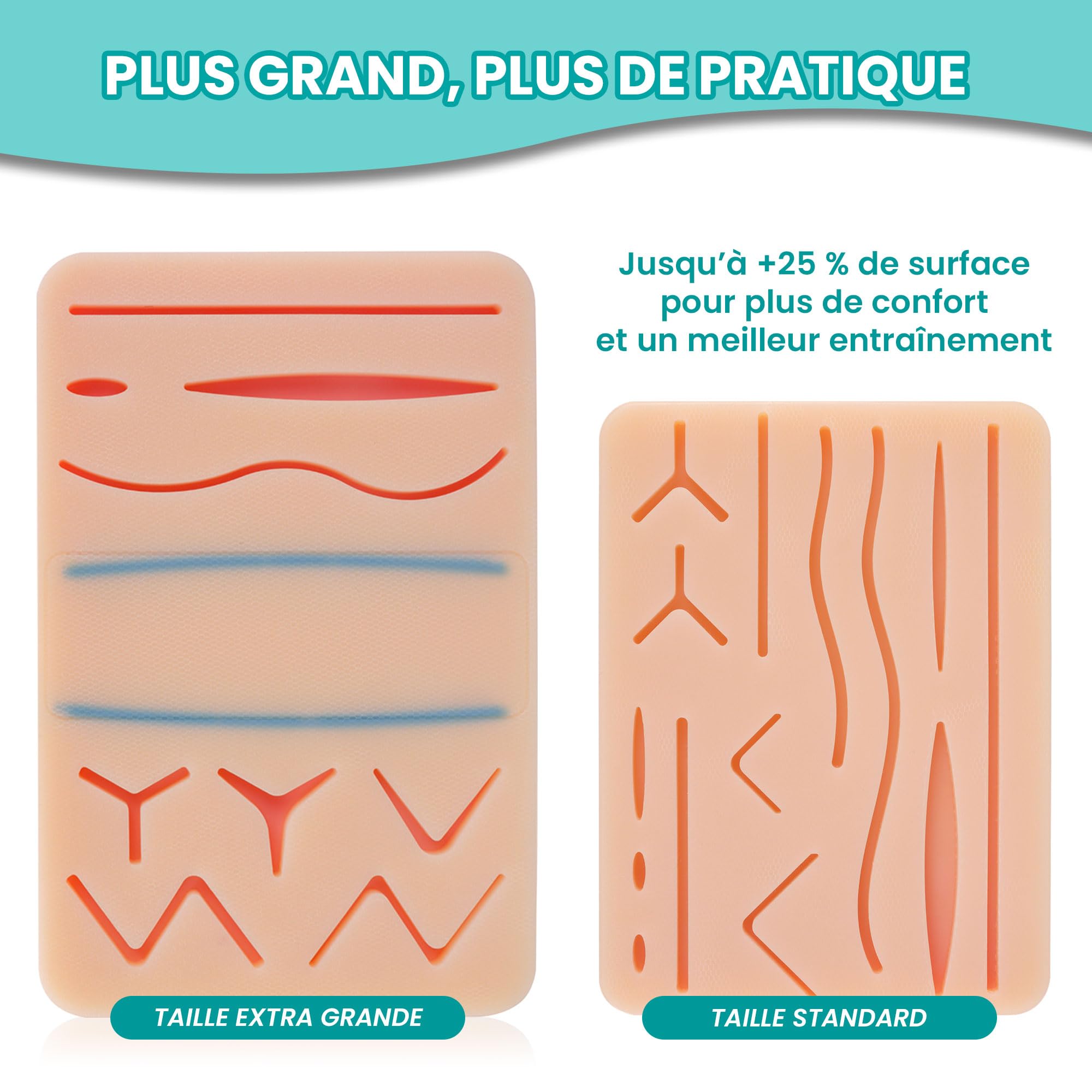 Kit suture avec Coussin Réaliste à Veines - Kit de Suture pour pratiquer, kit de suture etudiant medecine avec e-learning, kit suture medecine pour Étudiants, cadeau étudiant médecine