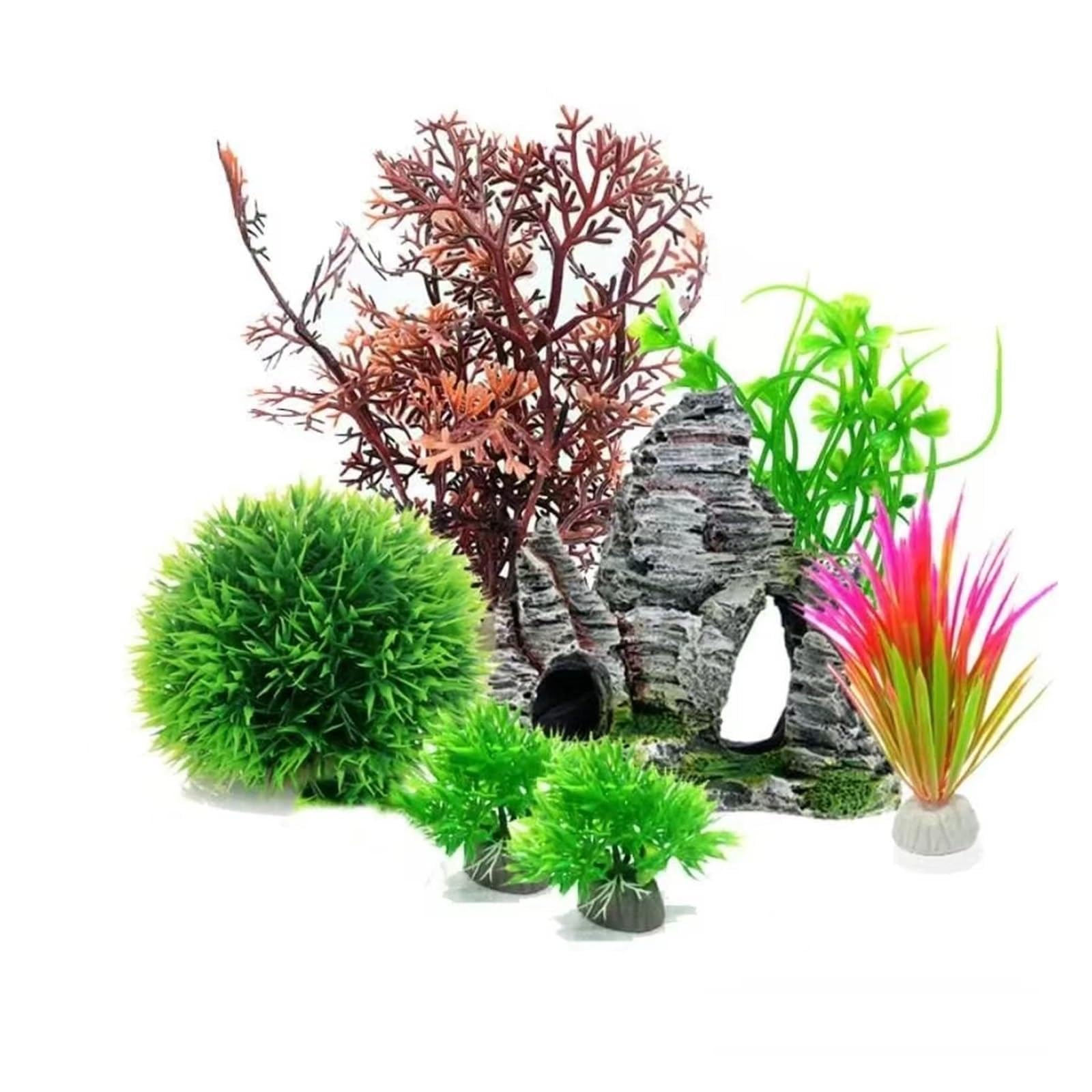 Piante Acquario Decorazione for acquario, piante acquatiche simulate, acquario, paesaggio, piante acquatiche in plastica, decorazione for giardino roccioso(7PCS-2)