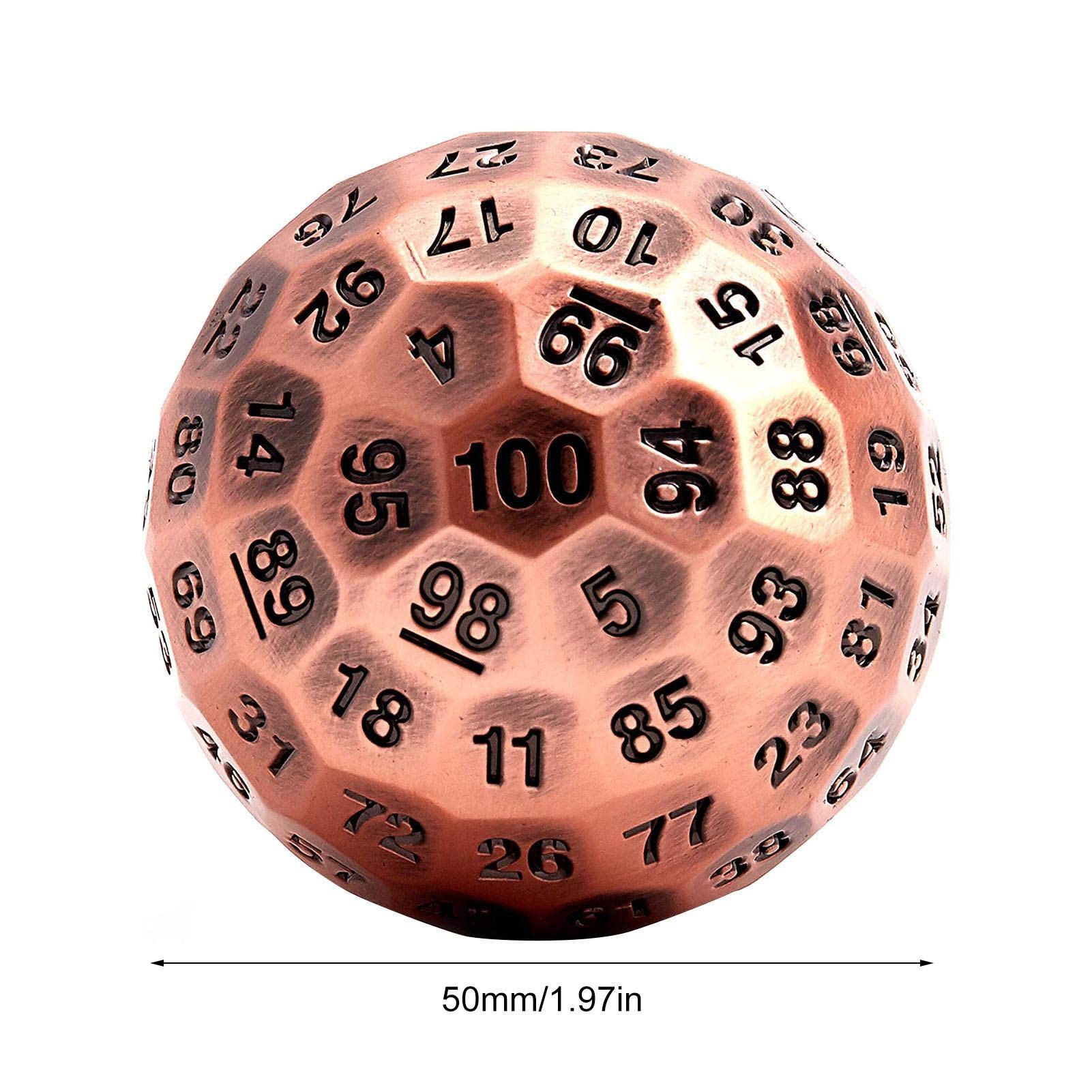 ❣️ 100面メタルダイス ロールプレイングサイコロ 1.97インチ 金色