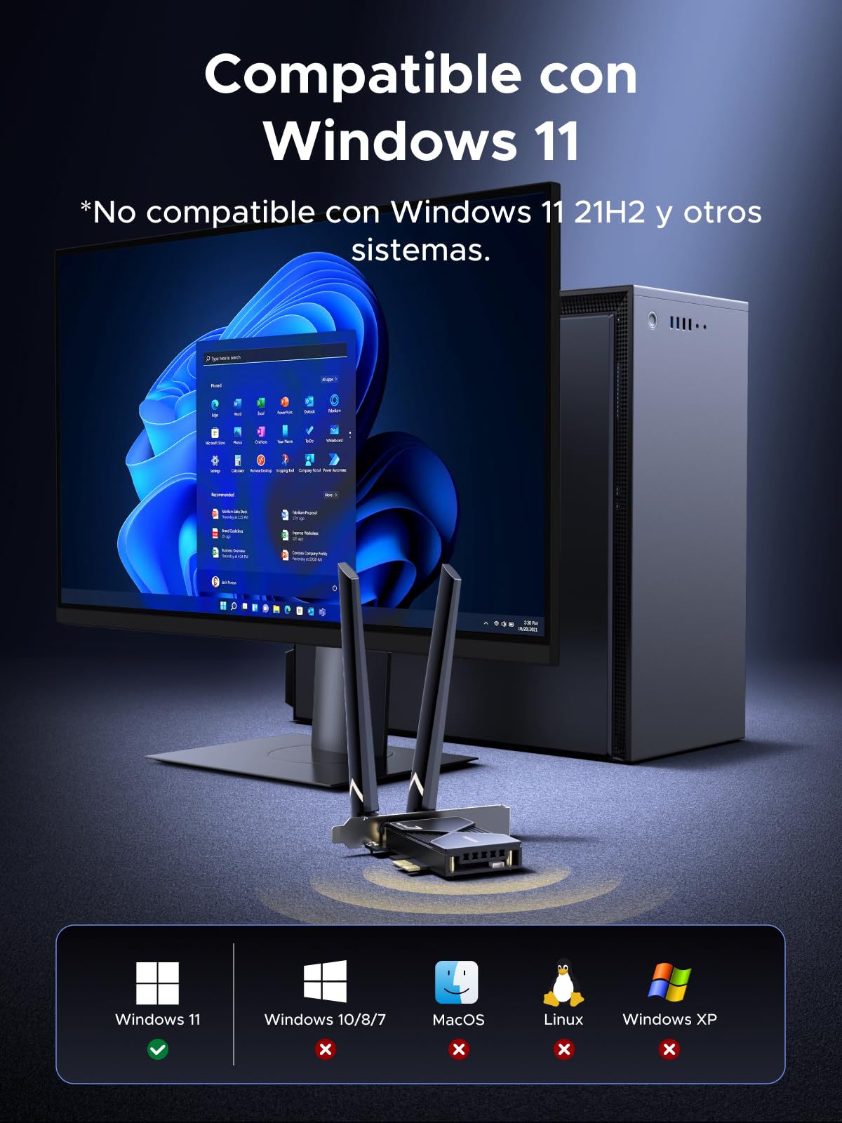 UGREEN Antena WiFi 7 Adaptador Bluetooth 5.4 Tarjeta WiFi PC Tribanda 2.4GHz 5GHz 6GHz Receptor WiFi BE6500Mbps,Antena WiFi Externa Ajustable, Señal Potente,Adaptadores de red USB Compatible con Win11