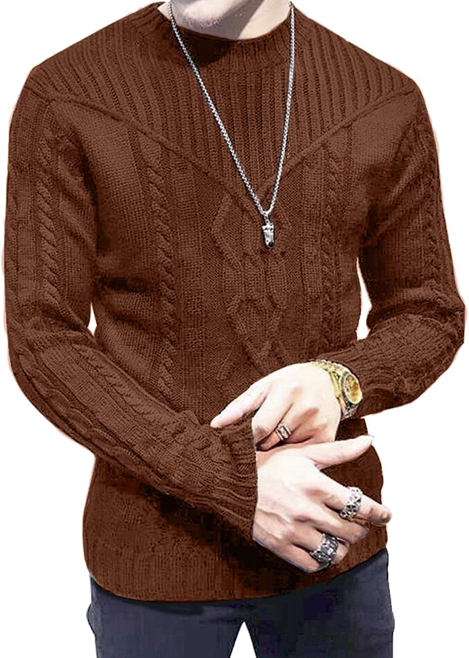 Men's Pullover Long Sleeve Crewneck Knitted Sweater - Image 2