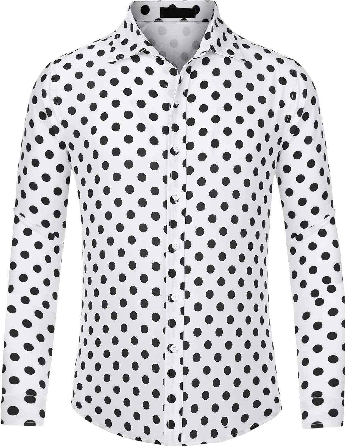 Lars Amadeus Men's Polka Dots Print Dress Shirt Button Down Long Sleeves Casual Shirts