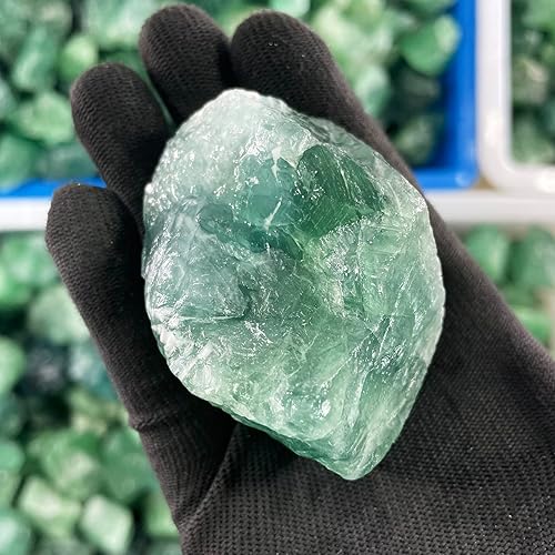 Miniatura 6 de SigMntun Cristales de fluorita en bruto verde oscuro, 4 piezas en total de 13 onzas, cristales curativos para meditación de chakras Reiki, terapia