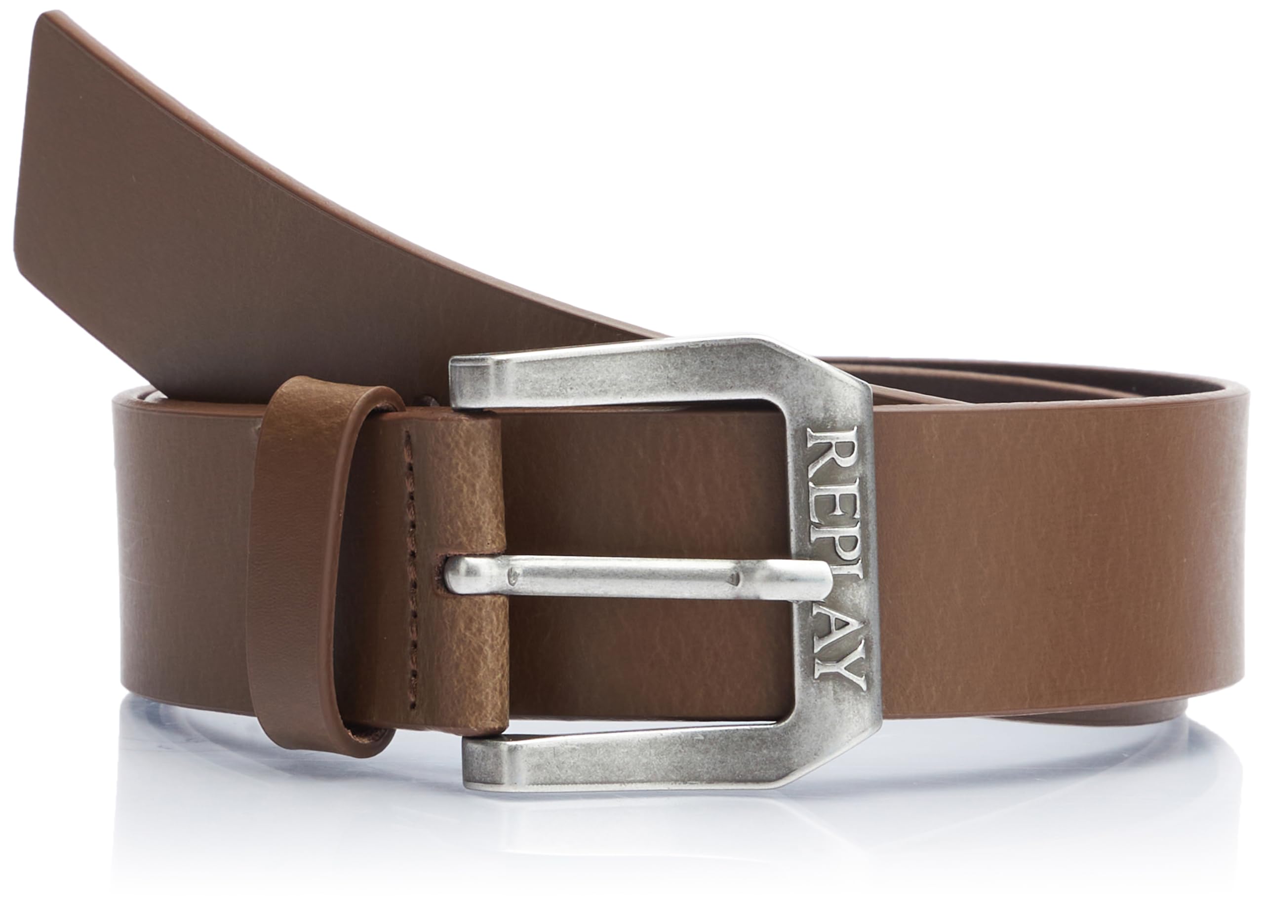 Replay men's leather belt, brown (Dk Brown Wood 110), 110 cm