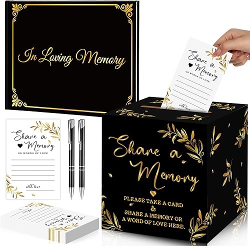 Caja de 54 tarjetas conmemorativas funerarias, recuerdos de fiesta funeraria, para compartir una tarjeta de memoria, libro de invitados funerarios,