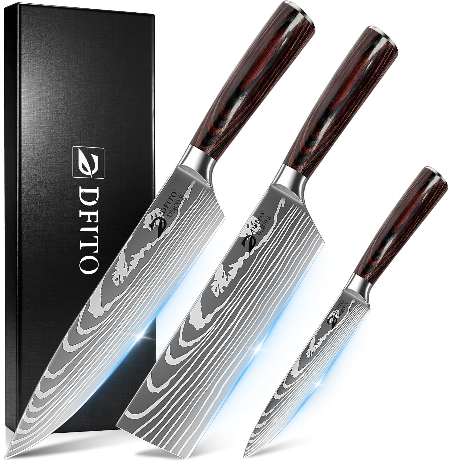 Amazon.com: Dfito Kitchen Knife Set, 3 Pieces High Carbon