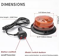 Vista 4 de AUXMOTEC Barra de luces de baliza estroboscópica de emergencia LED ámbar con montaje magnético y 8 modelos de destello, lámparas de señal