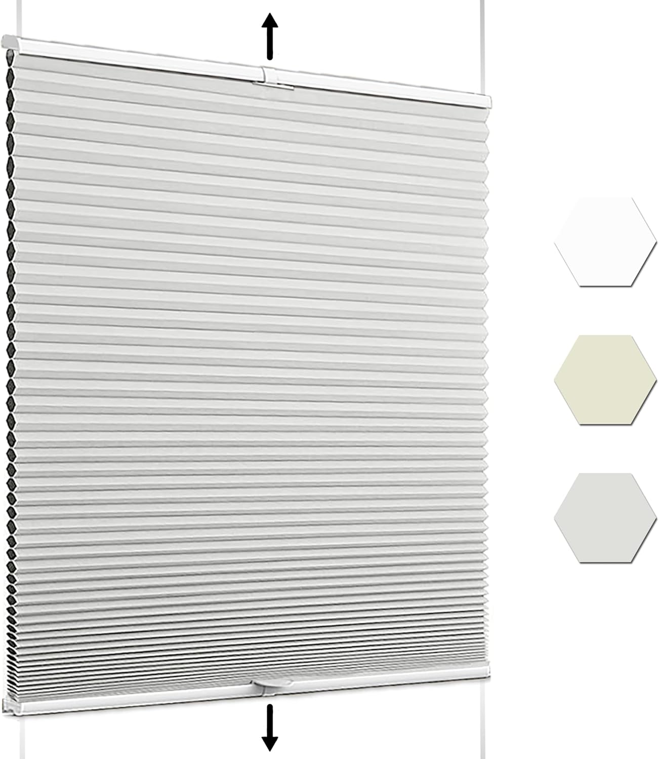 Flamax Blackout Top Down Bottom Up Cellular Shades,Top Down Bottom Up Shades,Top Down Bottom Up Blinds,Up Down Blinds,Top Down Shade,Top Down Blinds,Top Bottom Blinds,Honeycomb Blinds,Up Down Shades Blackout- Grey 22.8"W x 60"H & 102x122