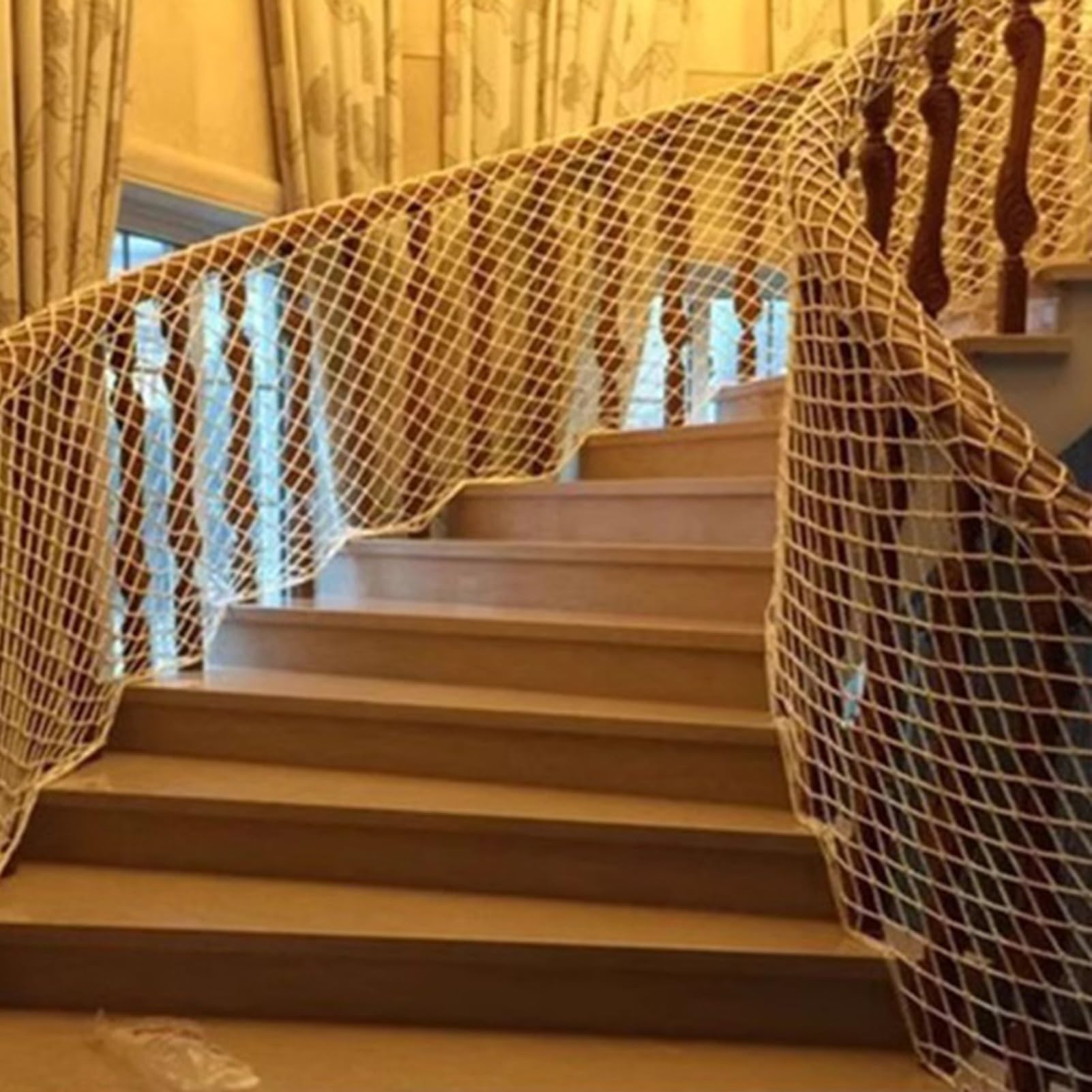 Red de protección contra caídas – Red de seguridad de malla de nailon blanco para balcones, escaleras, jardines, parques infantiles (4 x 6 m) – Solución de seguridad fiable para obras de construcción