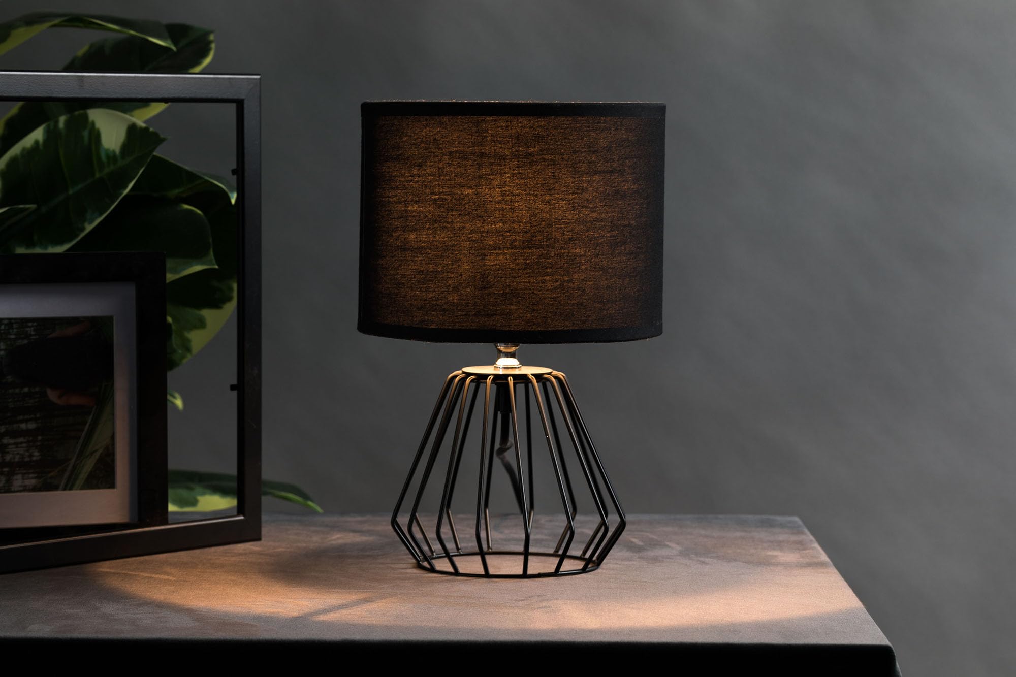 Pauleen 48016 Lampe de table Shiny Diamond max. 20W lampe de table pour lampes E27 lampe de chevet noire 230V métal/tissu sans ampoule, Noir