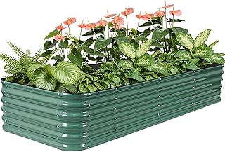 8×3×1.4FT Galvanized Raised Garden Bed Outdoor, Metal Raised Garden Bed ...