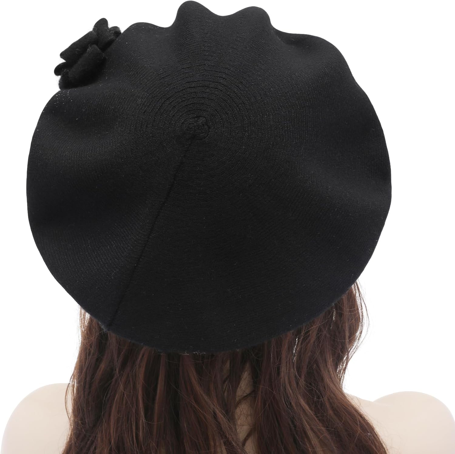 ZLYC Women French Beret hat Reversible Solid Color Floral Warm Knitted Beret Cap - Image 3