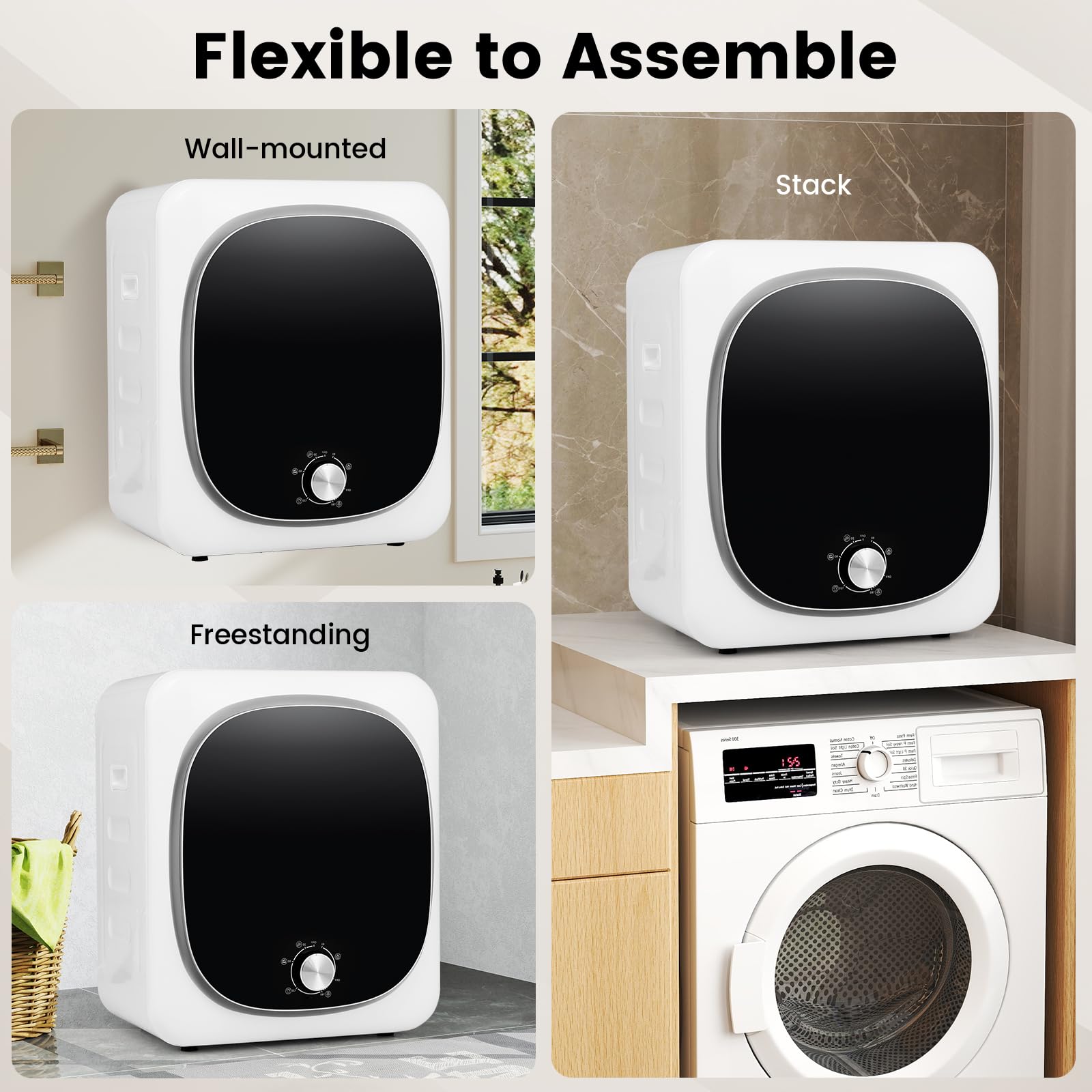 SOARS Sèche Linge 800W, Sèche Linge Pompe à Chaleur Capacité 2,5 KG, 5 Mode de Sèche, Minuterie 0-180 Mins, Protection contre Surchauffe et Surcourant, 48 X 40 X 56 CM (Classique)