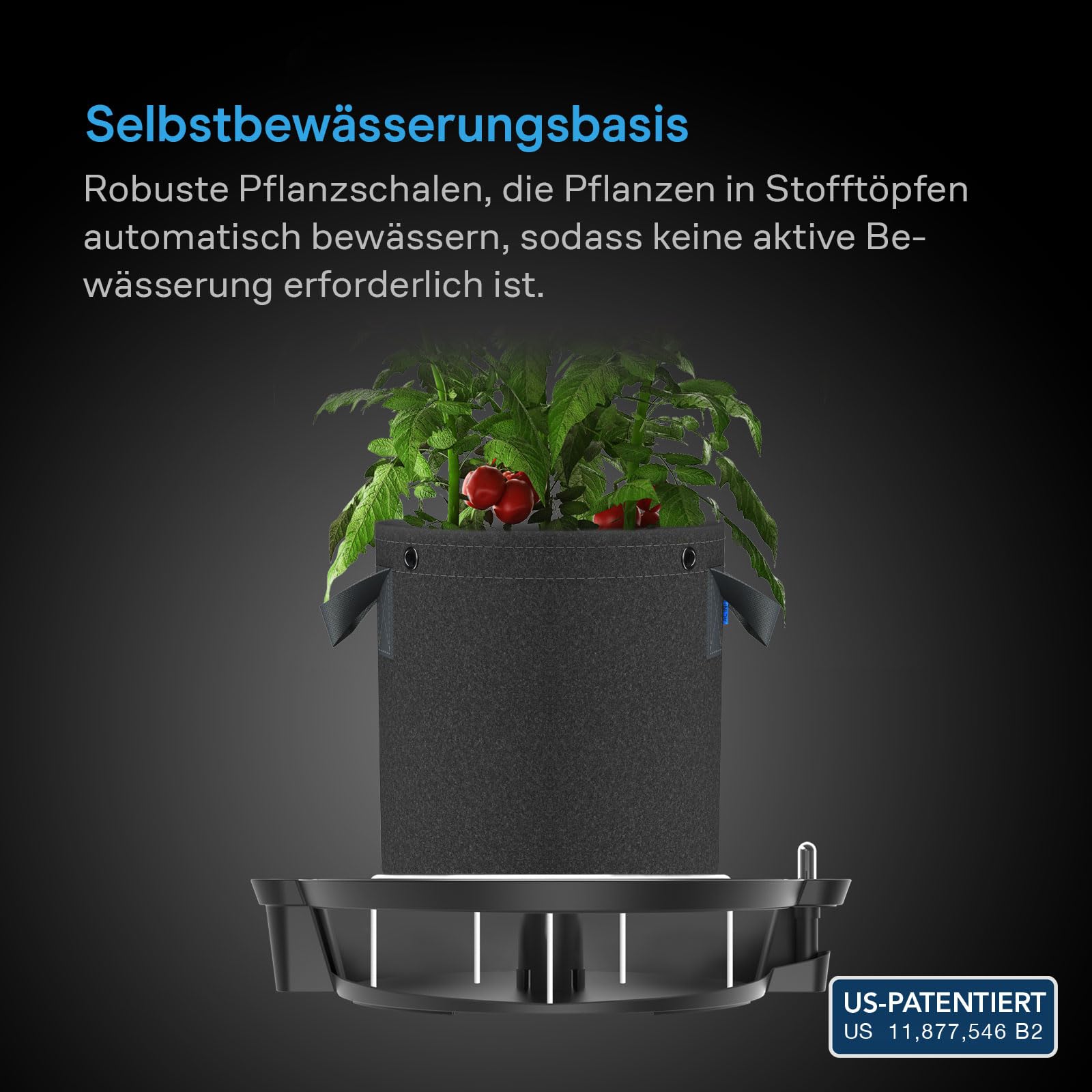 AC Infinity Selbstbewässerungs-Basis für Stofftöpfe, 4er-Pack Automatisches Bewässerungssystem, extra große, erhöhte Pflanzenschalen für den Einsatz in Indoor-Grow-Tents Gewächshäusern und Außengärten