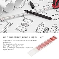 Vista 13 de Garosa HB - Juego de 24 repuestos de lápiz de carpintero sólido de 0.110 in, grafito mecánico con agujero profundo, repuesto para dibujos