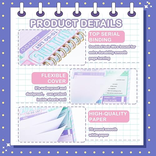 Miniatura 3 de Glenmal Paquete de 6 blocs de notas para adultos con lista de tareas pendientes, planificador diario de lista de tareas, planificador de lista de
