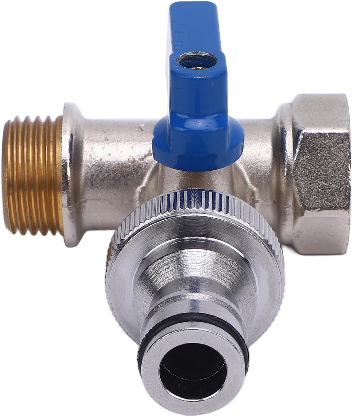 SIXRUN Brass Angle Stop Valve Tee Connector, Durable Quarter Turn Ball Valve for Water Supply, Ideal for Toilet and Washing Machine