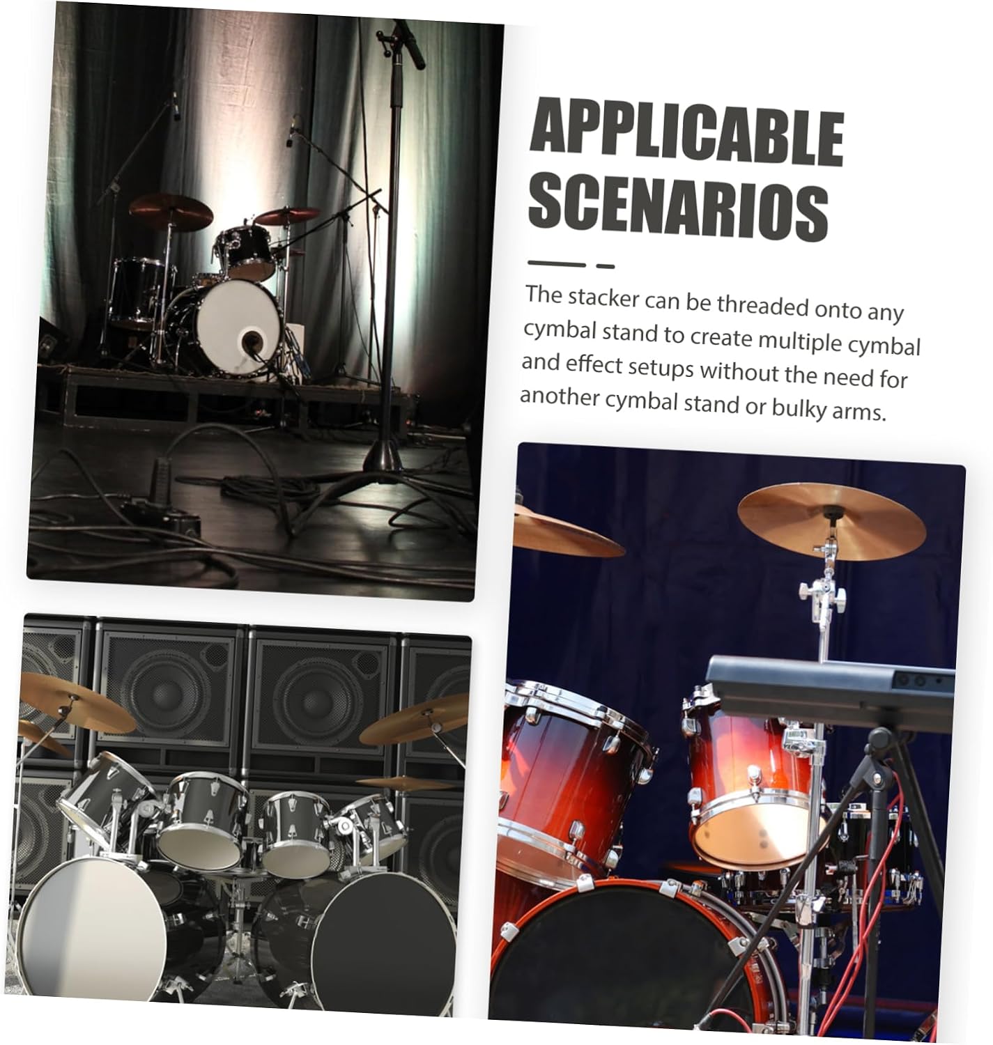 Kisangel Metal Cymbals Stacker for HiHat Drum Adjustable Cymbals Holder Reliable Mounting Rack for Professional Percussion Accessories for Drum Kits