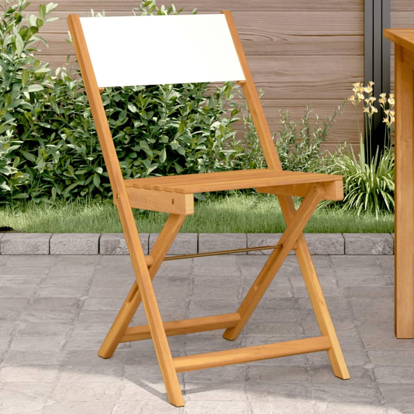 Chaise de bistrot en bois d'acacia lot de 2 fauteuils rembourrés crème