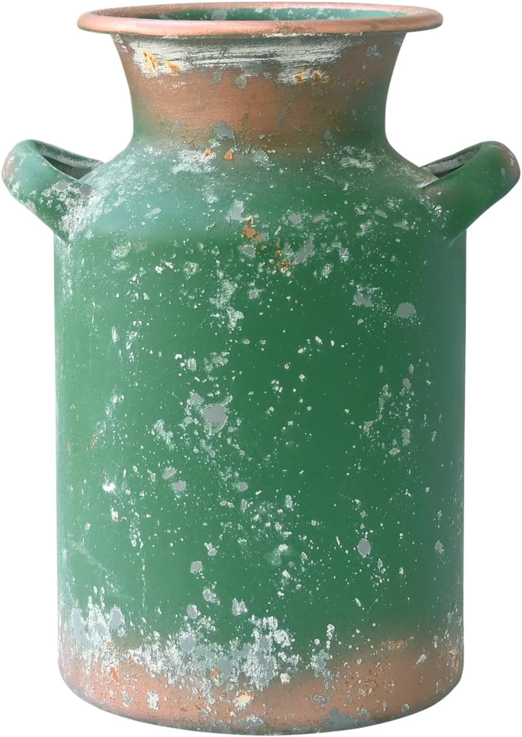 Rustic Vintage Metal Flower Vase for Decor Milk Jug Small Vases for Flowers Kitchen Decorations, Cylindrical,Perfect for Kitchen, Dining Room, Living Room,Housewarming Gift (DarkGreen)