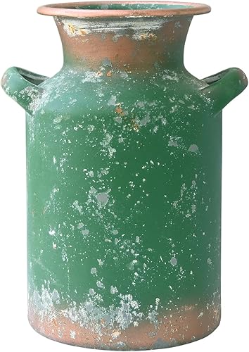 Florero rústico de metal vintage para decoración de leche, jarrones pequeños para flores, decoración de cocina, cilíndrico, perfecto para cocina,