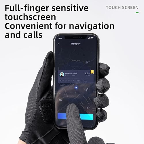 Miniatura 5 de ROCKBROS Guantes de ciclismo para hombres y mujeres, transpirables, SBR, antideslizantes, para pantalla táctil de dedo completo, para bicicleta de