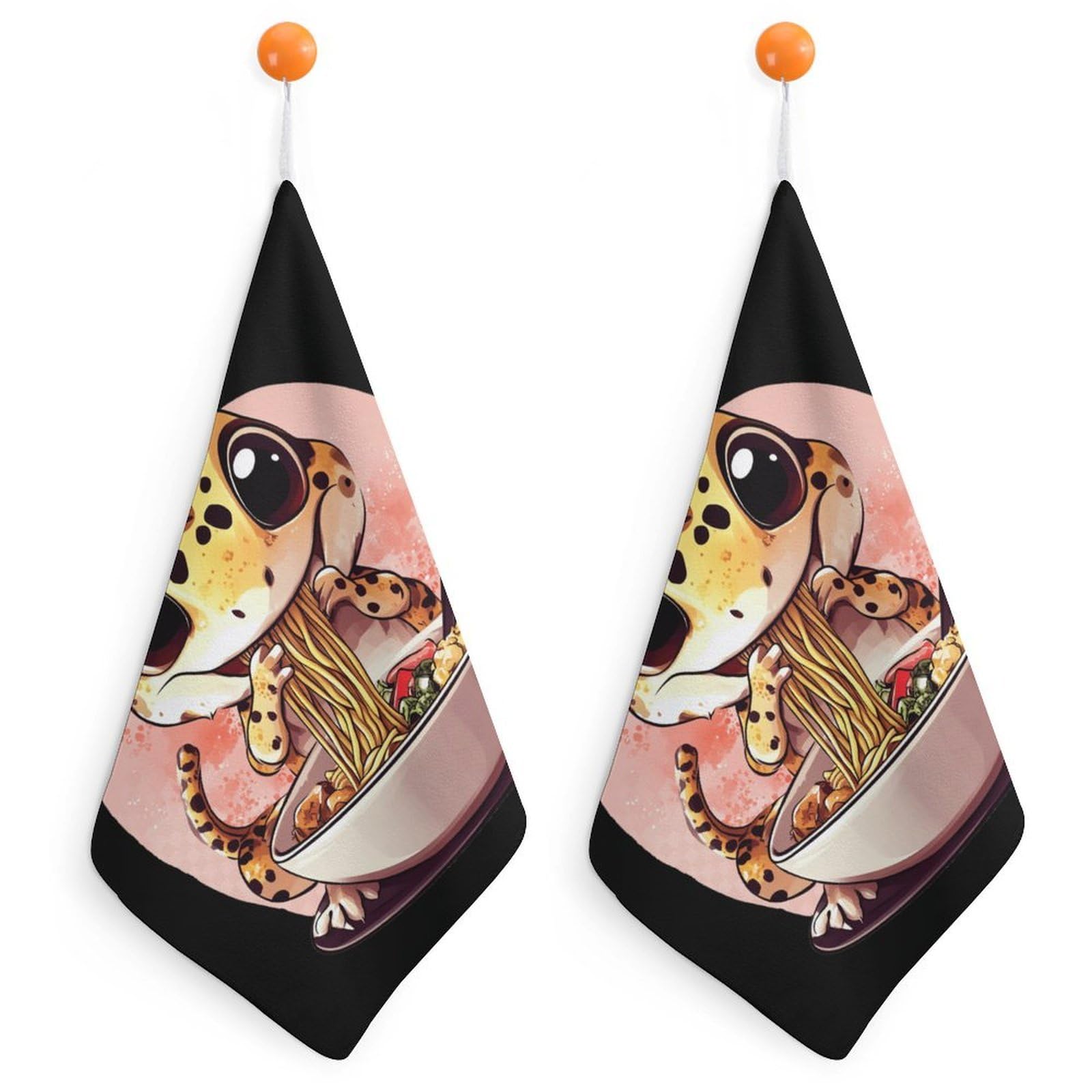 CGSBNGHA Japanese Ramen Leopard-Gecko Hand Towel Hanging Face Towels Cleaning Cloths Handkerchief for Bathroom Kitchen