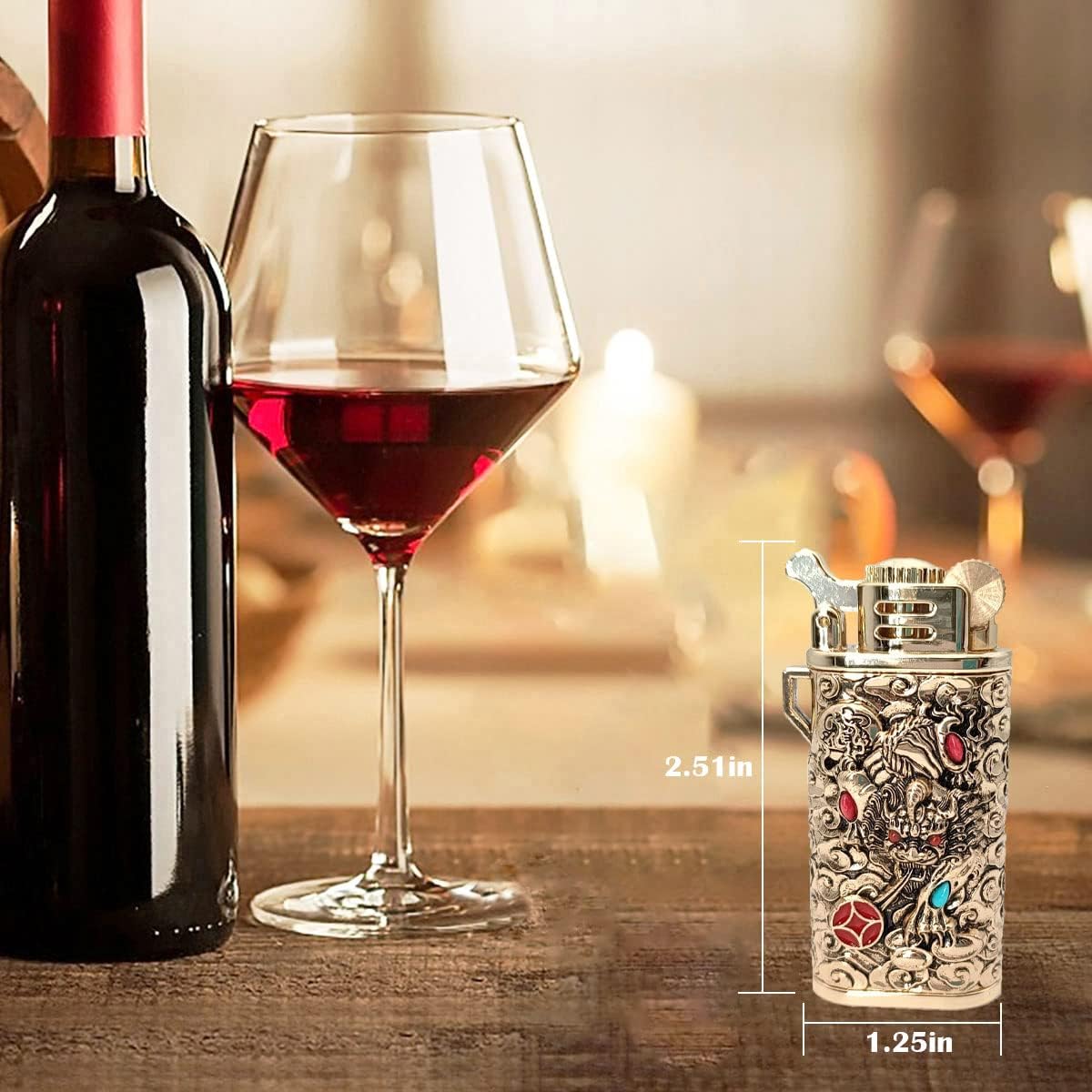 Lighters Mini Vintage Creative Lighter Reusable Classic Pocket Kerosene Grinding Wheel Lighter for Collection-Decorative-Gift-Present (Gold) : Health & Household